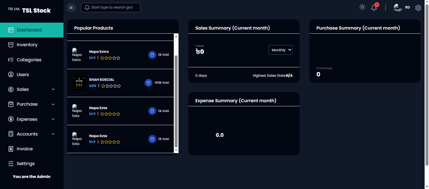 TSL Enterprise Dashboard Screenshot